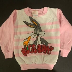 Pink Vintage 90’s Looney Tunes Bugs Bunny‎ Sweatshirt Kids Size 18 Month Pilgrim